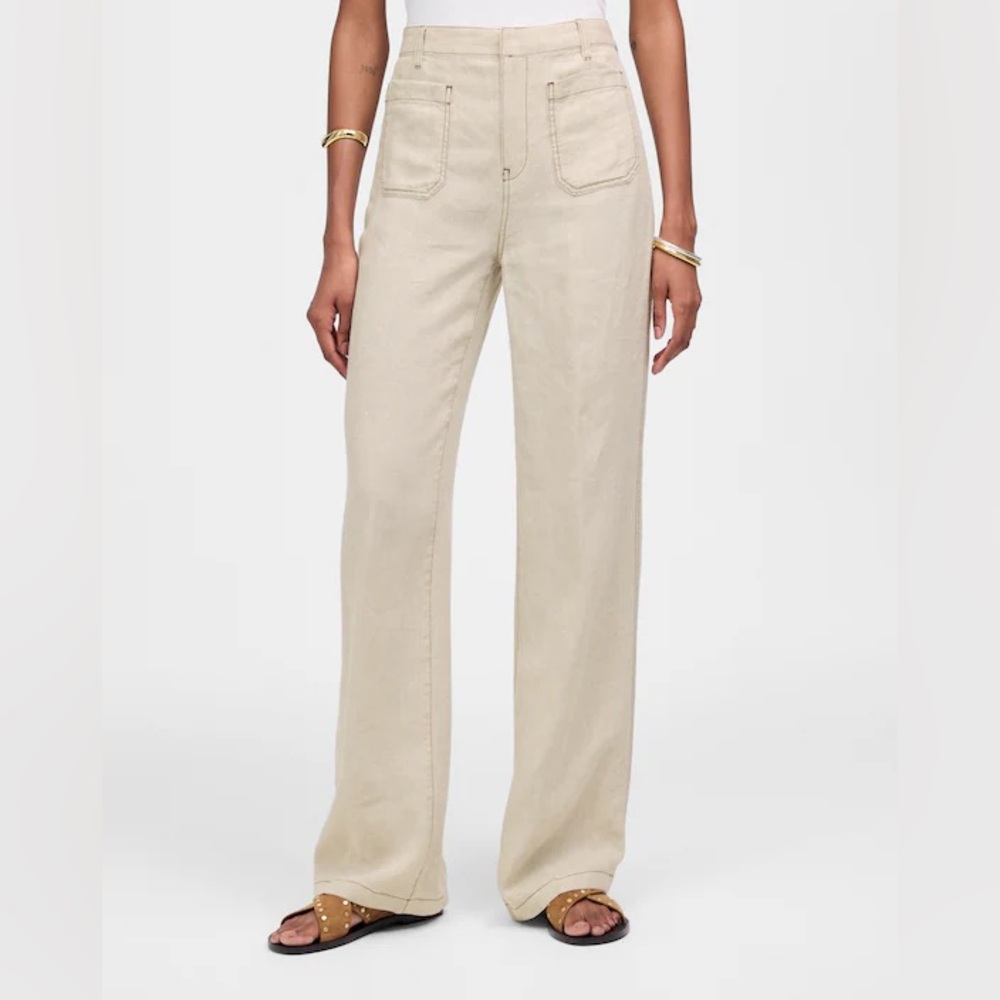 Madewell Patch Pock Flare Pants in Oat Linen